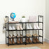DYJIEKAI 2 4 16-20 Closet, Rows Tier Shoe Rack, Black Metal Stackable Shoe Shelf with Multifunctional Hooks, Hold