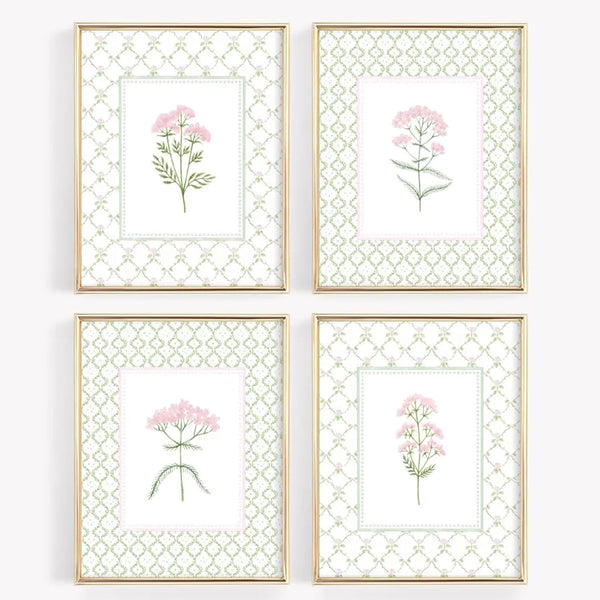 Pennclys Nursery Girl Floral Wall Art Wildflower Baby Room Canvas Wall Decor Pink