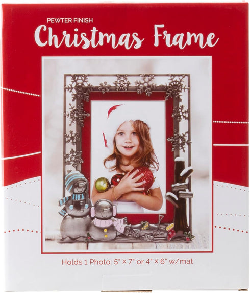 Neil Enterprises Inc. Pewter Winter Snowman Christmas Picture Frame