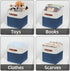 HNZIGE Fabric Cube Storage Bins, Set of 4, Closet Storage Bins for Organizing Home Office (White Blue)