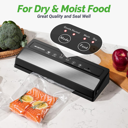 GERYON Vacuum Sealer, Vacuum Sealer Machine for Food Storage with Sealer Bags & Roll, Compact Design, Silver