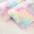Plush Standard/Queen Pillowcase 2 Pack, Rainbow Tie Dye Super Soft Fluffy Faux Fur Pillow Cases with Zipper