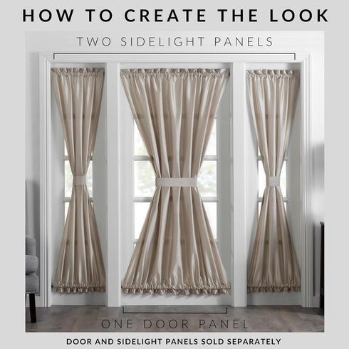 Elrene Home Fashions Colette Faux-Silk French Door Window Panel, 54 in x 72 in (1 Panel), Taupe