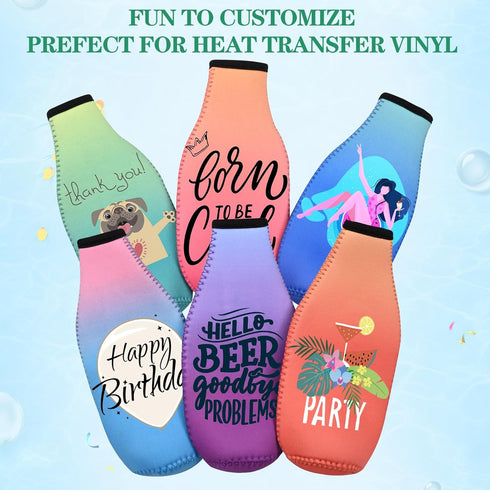 12 OZ Color,24 Pack) Beer Bottle Cooler Sleeves,Standard Zip-up Extra Thick Neoprene Insulated Sleeve-Keep Beer Cold