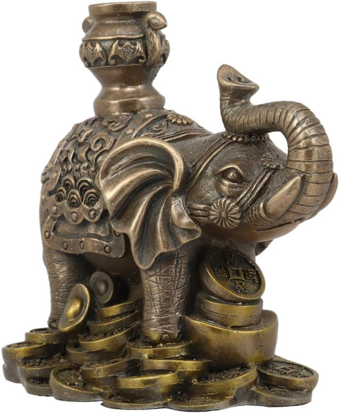 Ebros Small Feng Shui Elephant Carrying Wealth Pot - 4.25" Long Home Decor Accent Figurine