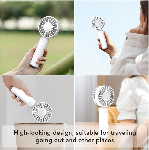 Mini Handheld Fan, Portable Battery Fan with 3 Speed, USB Rechargeable Makeup Eyelash Fan for Women Traveling