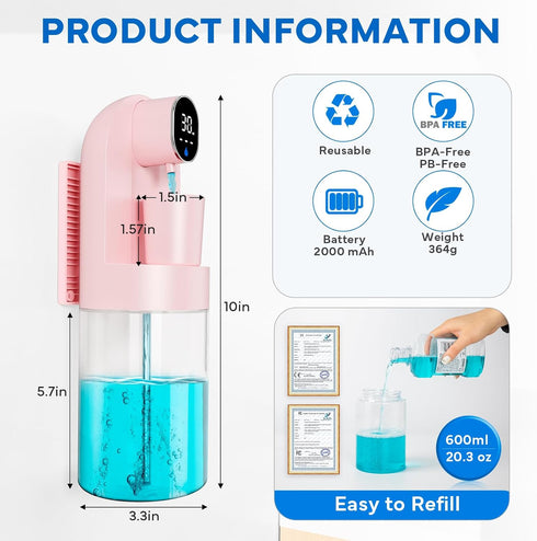 21.12 oz Set 4 4 Automatic Mouthwash Dispenser for Bathroom, Touchless Smart Mouth Wash Dispensers Bathroom Accessories