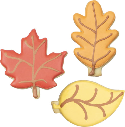 Fall Leaves Cookie Cutters 3-Pc Set by Ann Clark, Made in USA, Maple, Oak, Aspen