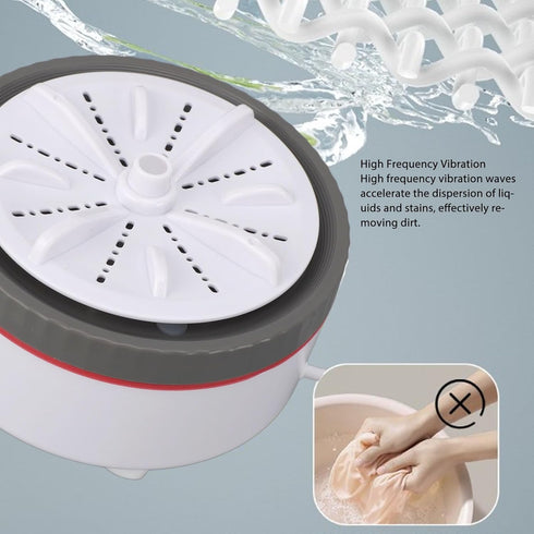 Mini Turbo Washing Machine, USB Portable Small Clothes Washer for Travel, Timed Adjustable Laundry Washer