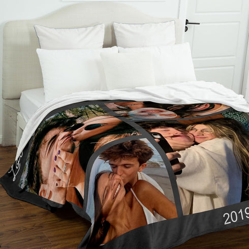 Promistill (02-4 Twin60"80")) Ships Next Day, Couple Gifts Custom Blanket with Photos Personalized Flannel Throw