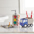 Set 3-Piece Countertop 1 1 1 dream FACTORY Trains and Trucks Kids Bathroom Accessories - Organizer Dcor for Bath