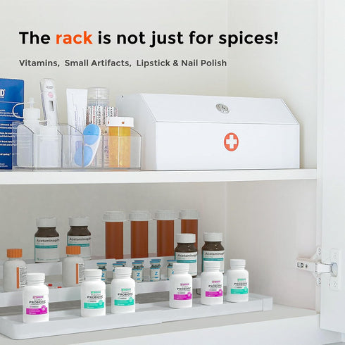Expandable Spice Rack Organizer - 3 Tier Adjustable Cabinet Spice Organizer for Easy Visibility, White