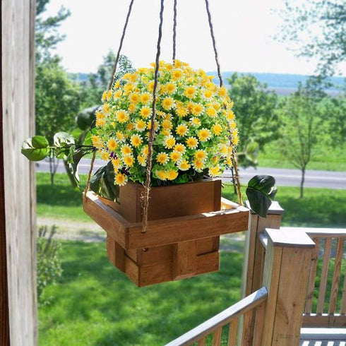 GREENRAIN 6 Bundles Artificial Daisy Flowers, Outdoor Fake Flowers for Decoration, No Fade Faux Plastic (Yellow)