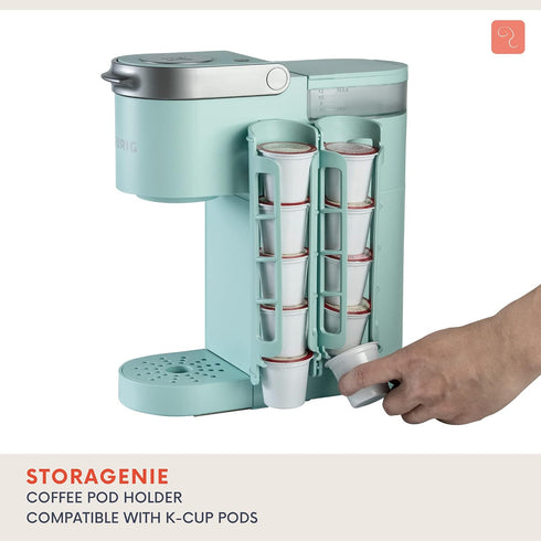 STORAGENIE K Cup Holder for Keurig - Coffee Pod Storage, Side Mount, Perfect for Small Counters (2 Rows/For 10 K Cups)