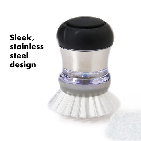 OXO Steel Palm Brush with Soap Dispenser - Perfect for Dish Cleaning