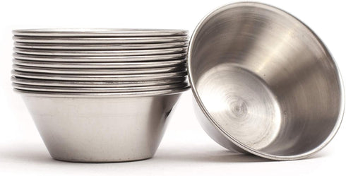 EHOMEA2Z Ramekins Stainless Steel Condiment Sauce Cups, Commercial Grade Metal Ramekins, 12 Pack 1.5 oz