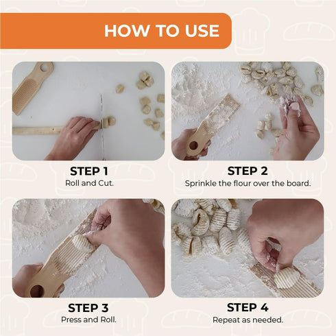 Unique Curved Gnocchi Board Paddle, Perfect Ridges for Handmaking Italian Gnocchi Pasta, Easy to Use and Clean