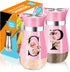 Salt and Pepper Shakers Set, 4 oz Pink Kitchen Accessories, Stainless Steel & Glass Spice Dispenser, Refillable Design