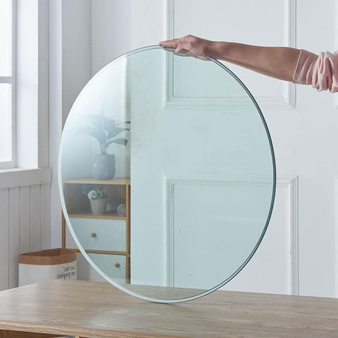 28" 1/4'' (28 inch) Tempered Glass Table Top Round Transparent Table Surface Thick Pencil Polished Edge Multipurpose