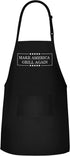 Funny BBQ Apron for Men - Make America Grill Again, Adjustable Large Size, Poly/Cotton with 2 Pockets