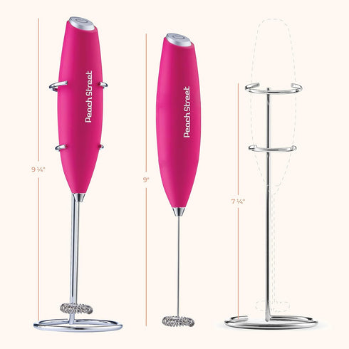 Powerful Handheld Milk Frother, Mini Battery Operated Stainless Steel Drink Mixer with Frother Stand for Coffee,