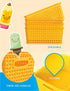 WYT 6-Pack Plastic Small Shelf Storage Weave Baskets, Organizing for Cabinets and Pantries, Yellow