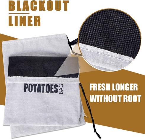 Potato Onion Storage Bag, Washable Fabric Keeper with Drawstring for Pantry, 2 Pack (Potato Onion Bag)