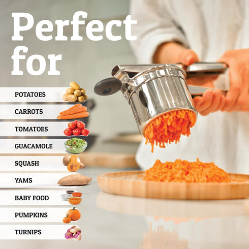 15oz 3 PriorityChef Large Potato Ricer With Discs, Heavy Duty Stainless Steel Potato Ricer for Mashed Potatoes, Potato