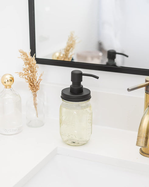 Jarmazing Products Mason Jar Soap Dispenser - Black, 16 oz Ball Mason Jar Liquid Dispenser for Kitchen & Bathroom