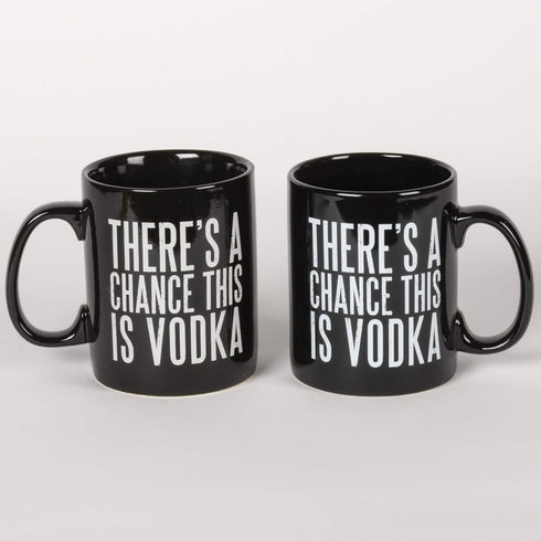 Primitives by Kathy Black and White Stoneware Coffee Mug, 20-Ounce, "There's A Chance This is Vodka"