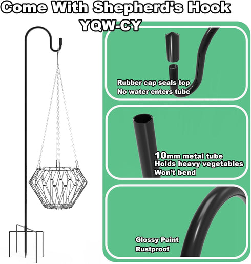 35.5lnch Hanging Chicken Feeder, Foldable Chicken Vegetable Fruits Feeder with Shepherds Hook, Poultry Feeding Holder