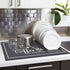 Dish Drying Mat 16"x24", Absorbent Coffee Bar Mat for Kitchen Counter with Coffee Cup Pattern