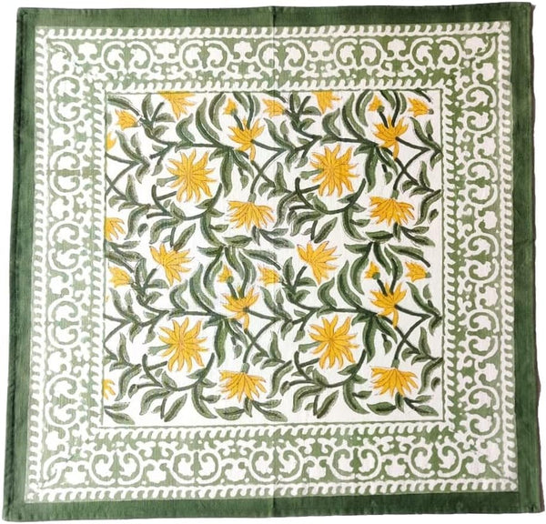 ATOSII Tropical Summer 100% Cotton Cloth Napkins, Handblock Print Designer Table Linen, Set of 4, 20 x 20 Inches