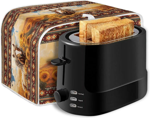 Aztec Horse Bread Toaster Cover, 4 Slice Sunflower, Washable Dustproof Cover, Small Decorative Toaster