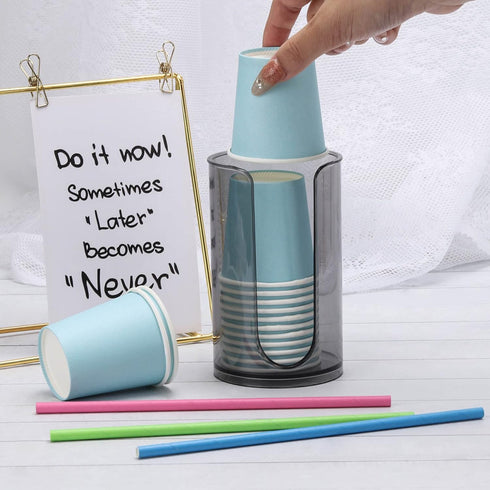 Small Paper Cup Dispenser - Disposable Cup Storage Holder for Bathroom Vanity Countertop's Rinsing/Mouthwash Cups, Black by LoveBB