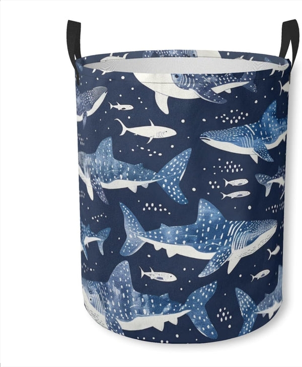 Collapsible Laundry Hamper - Whale Shark Laundry Basket with Handles for Household, Bedroom, Bathroom, College Dorms