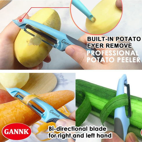 3 1 GANNK Potato Apple Vegetable Peelers for Kitchen, I and Y Peelers for Fruit Veggie Potatoes Carrot Cucumber