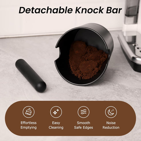 VEVOK CHEF Espresso Knock Box, Coffee Ground Dump Bin with Removable Knock Bar and Non-Slip Base