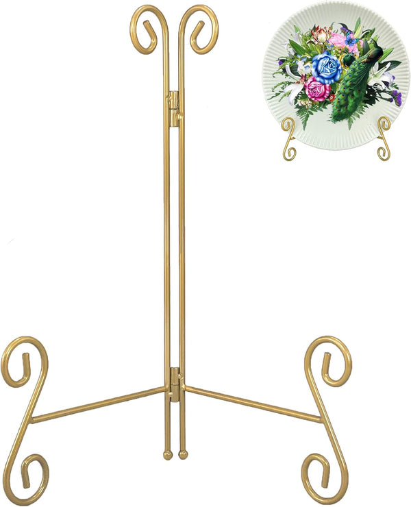 Gold Plate Stand, 12 Inch Heavy-Duty Metal Easel for Displaying Platters, Photos, Books, 2-Packs
