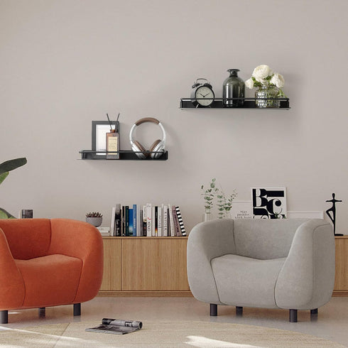 8Inch) RFOUO Small Shelf for Wall, Small Floating Shelf, Black Wall Shelves, Metal Bathroom Shelves, Metal Floating