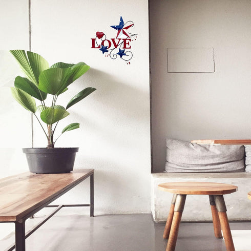 Primitive Country Metal Love Star Wall Art, Americana Hearts and Stars, 4th of July Farmhouse Decor