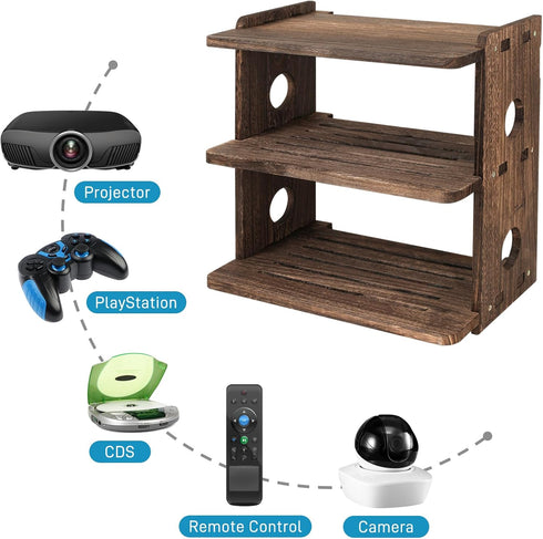 Wood Floating Shelves Wall Mount Projector Shelf Rack Router Shelf Holder TV Stand PlayStation Modem Cable Box Cover