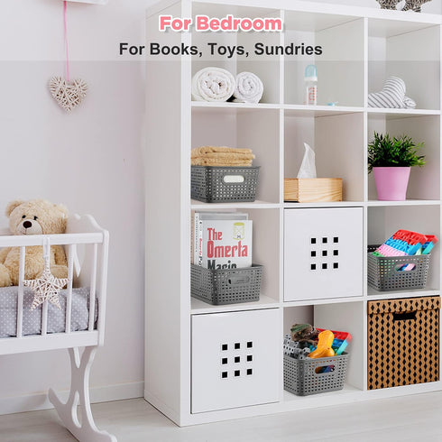 AREYZIN Plastic Storage Baskets with Lid, 6 Pack Organizing Containers for Shelves, Drawers, and Desktop