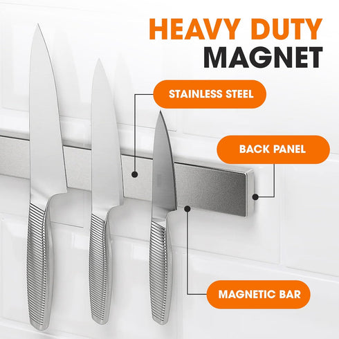 Cheer Collection Magnetic Knife Holder - 16 Inch Stainless Steel Knife Strip - Wall-Mounted Kitchen Utensil & Tool