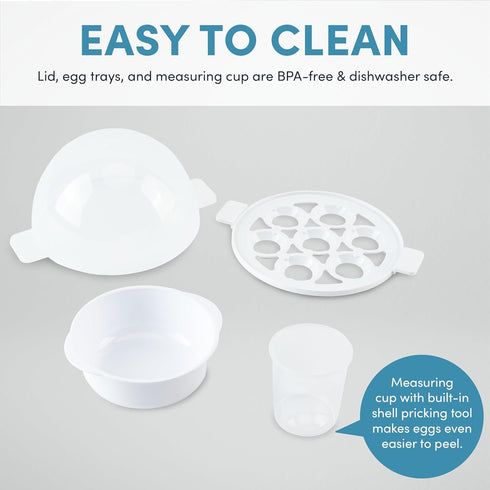 7 AROMA Overly Easy Egg Cooker, Steamer, and Electric Egg Poacher | XL Capacity Egg Steamer Fits Eggs