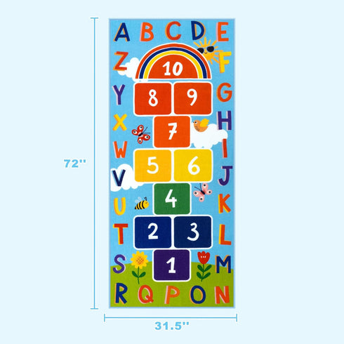 31.5''x72'' STARUIA Washable Hopscotch Kids Rug for Playroom, Colorful Educational Classroom Rugs with ABC Number, Non
