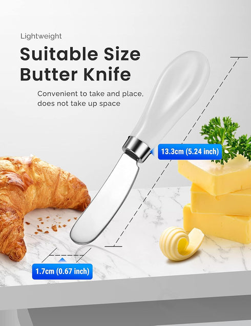 2 Pack Stainless Steel Butter Spreader Knife, Butter Knife with White Porcelain Handle, Cheese Butter Spreader Knives for Kitchen by AISBUGUR