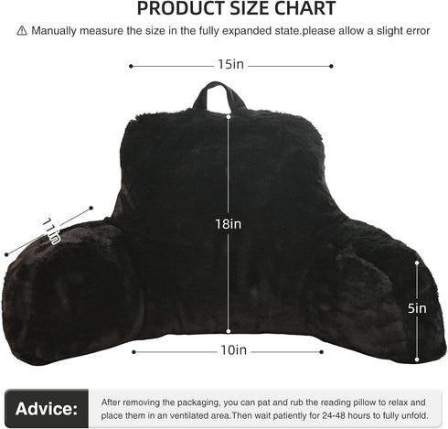 Meeting Story Reading Pillow Bed Rest Pillow with Arms Rabbit Fur for Adults Teens Back Incline Rest Sitting up