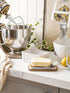 Countertop, Set 1, LE TAUCI Butter Dish with Lid for Ceramic Butter Container, Embossed Butter Keeper with Acacia Wood
