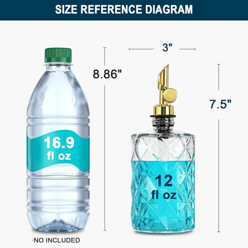 2 Pack 12 Oz Mouthwash Dispenser for Bathroom, Luxury Diamond Glass Mouth Wash Container, Glass Mouthwash Dispenser
